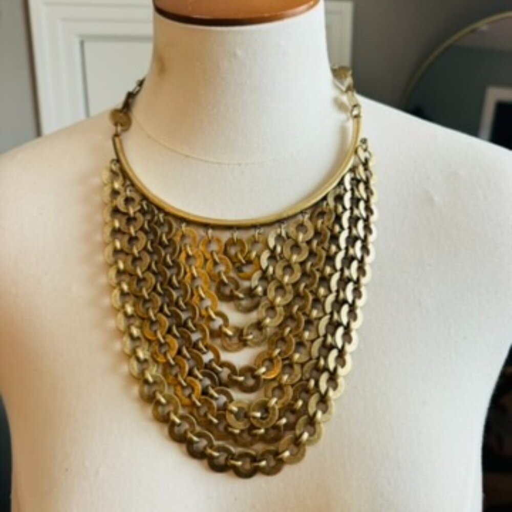 Stella & Dot Draped Sierra Bib Collar Gold Necklace Worn once
